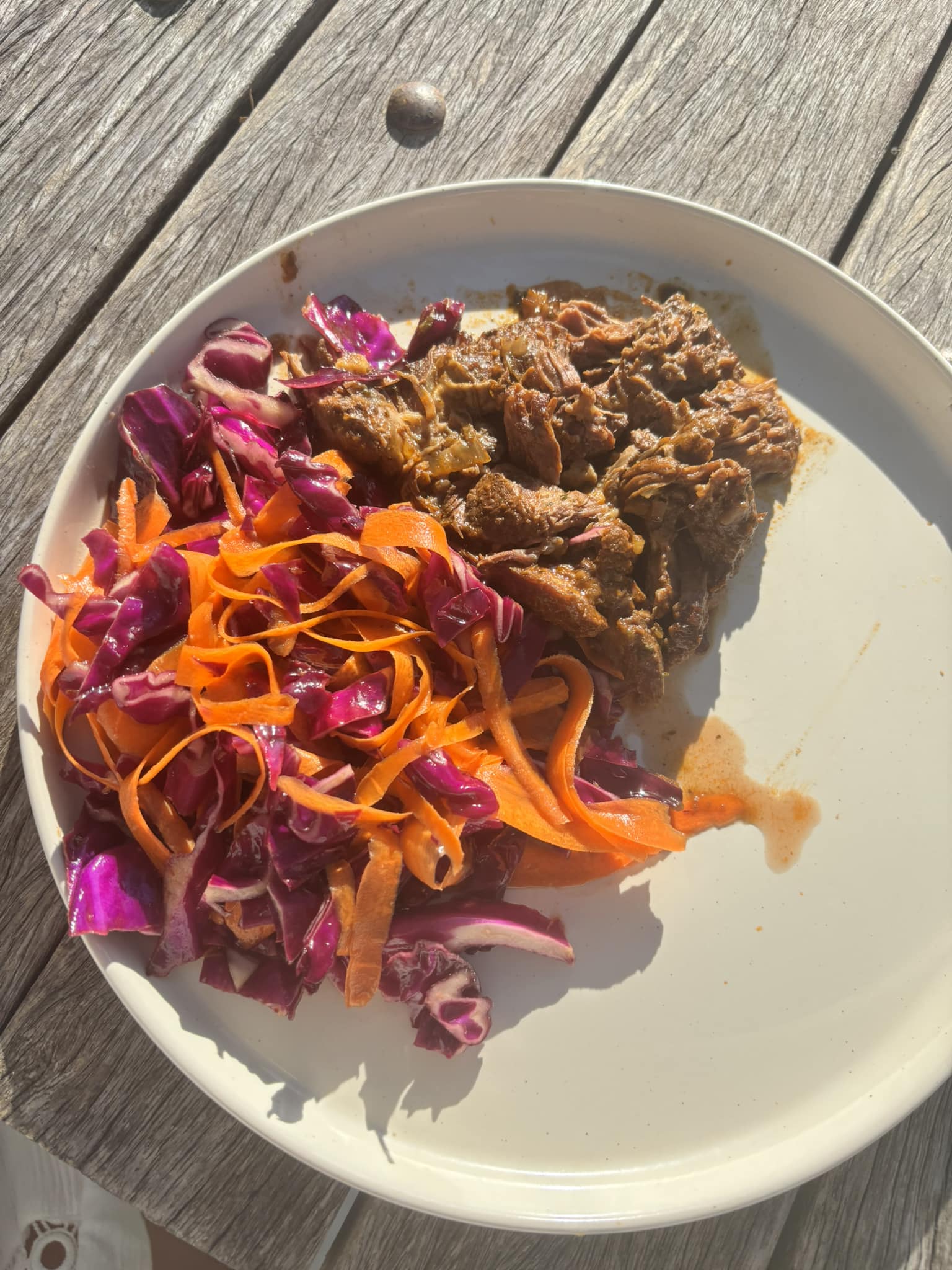 bison chuck roast recipe slow cooker with colorful carror asian salad